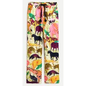 J Crew Satin Pull On Jungle Print Pants Drapey Wide-leg Rattin Safari print S 6